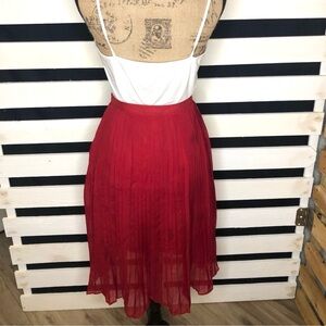 MIMI CHICA red pleated midi skirt fun church holidays lined zipped retro women M